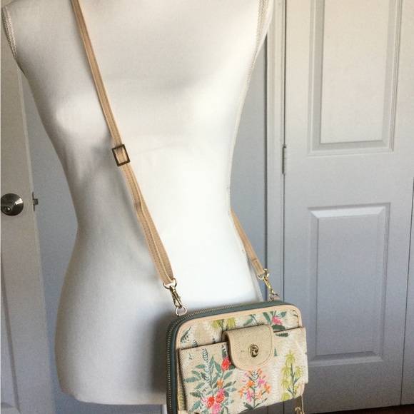 NWT Spartina Floral Embroidered Crossbody Bag - Picture 6 of 16